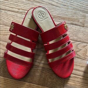 Tory Burch Kira Multi Band Sandal - Red - NWT in Box
